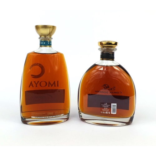 2177 - Two bottles of cognac comprising a 75cl bottle of Imoya V.S.O.P and a 70cl bottle of Comte Joseph Co... 