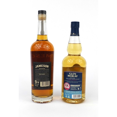 2180 - Two 70cl bottles of Whisky comprising Jameson Black Barrel and Glen Moray