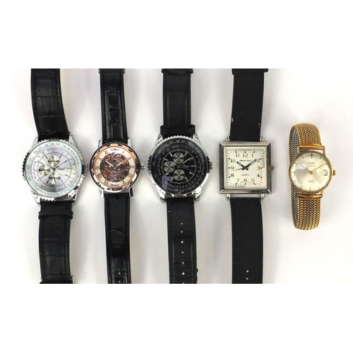 2545 - Five assorted gentleman's wristwatches including two Regal Chronometer examples and a vintage Enicar