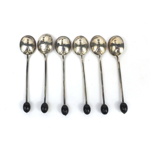 2294 - Cased set of six silver coffee bean spoons, Sheffield 1924