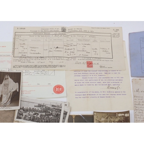 326 - Large collection of ephemera relating to W H Myddletom, including letters and black and white photog... 