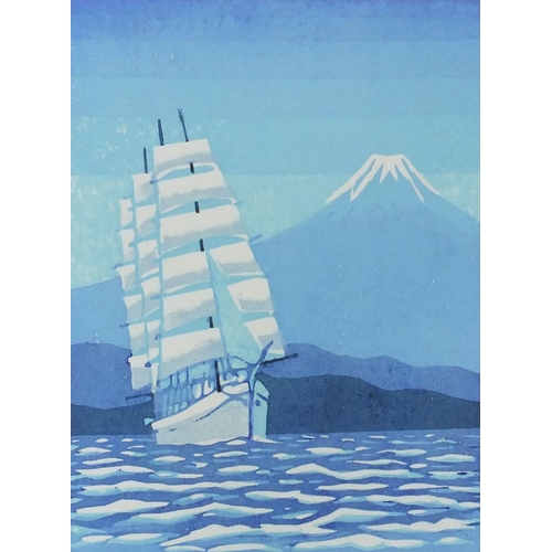 597 - Five unframed Japanese pencil signed limited edition screen prints, each of Mount Fuji, various numb... 