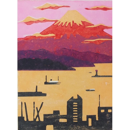 597 - Five unframed Japanese pencil signed limited edition screen prints, each of Mount Fuji, various numb... 