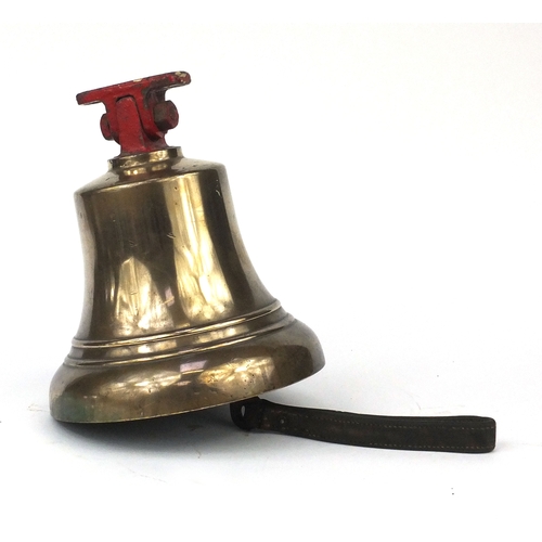 121 - Brass fireman's bell with fixing, overall 30cm high