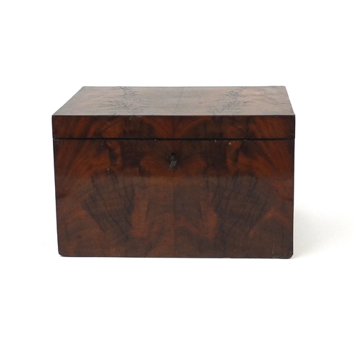 2140 - Victorian flame mahogany box with hinged lid, 20.5cm high x 33cm wide x 25.5cm deep