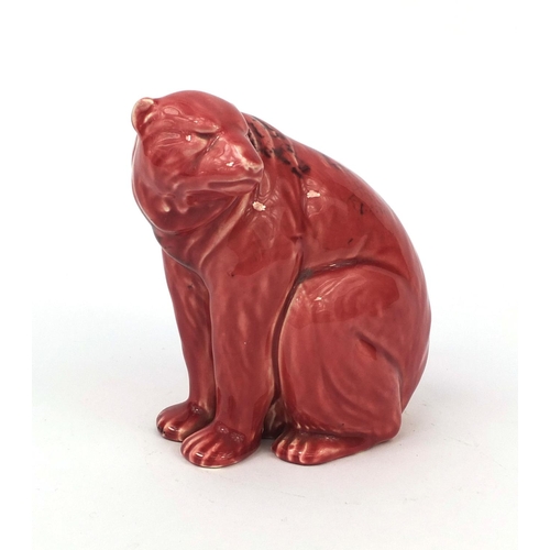 719 - Mintons pink glazed polar bear, factory marks to the base, 15cm high