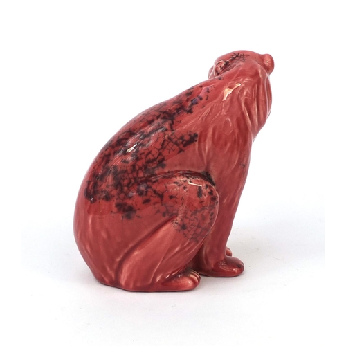 719 - Mintons pink glazed polar bear, factory marks to the base, 15cm high