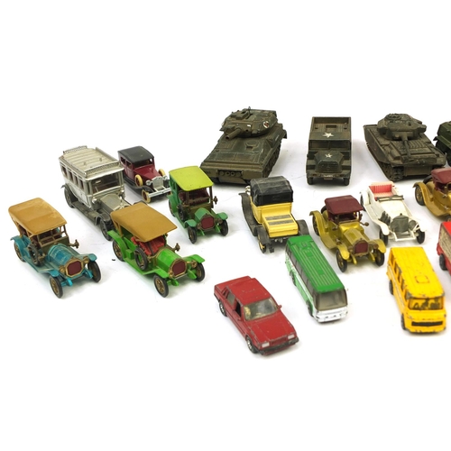 599 - Small selection mostly die cast vehicles including Corgi and Dinky army vehicles