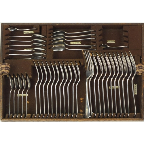 297 - Mappin & Webb oak canteen of silver plated cutlery, the canteen 45cm wide