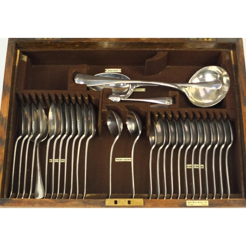 297 - Mappin & Webb oak canteen of silver plated cutlery, the canteen 45cm wide