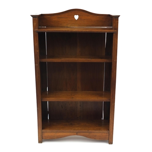 132 - Oak inlaid Arts & Crafts open bookcase fitted with four shelves, 120cm high x 71cm wide x 20cm deep