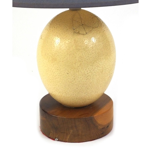 526 - Ostrich egg table lamp with shade, 39cm high