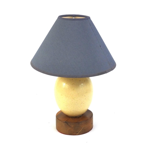 526 - Ostrich egg table lamp with shade, 39cm high