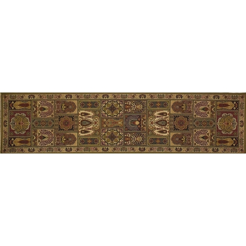 114 - Green and brown ground carpet runner and rug, the rug approximately 180cm x 90cm