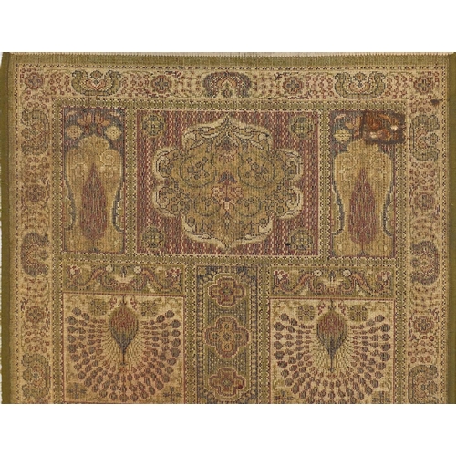 114 - Green and brown ground carpet runner and rug, the rug approximately 180cm x 90cm