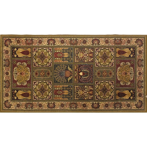 114 - Green and brown ground carpet runner and rug, the rug approximately 180cm x 90cm