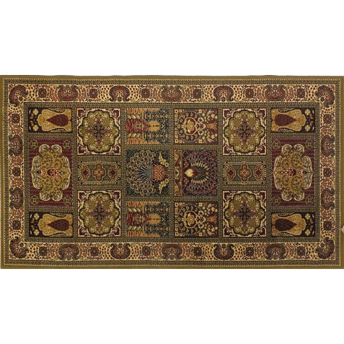 114 - Green and brown ground carpet runner and rug, the rug approximately 180cm x 90cm