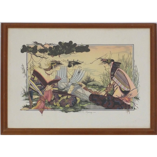 28 - Graham Illingworth fantasy coloured print, Murmdrings , 85cm x 70cm excluding the frame