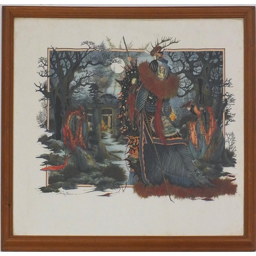 29 - Graham Illingworth fantasy coloured print, Standing Stone, 83cm x 71cm excluding the frame