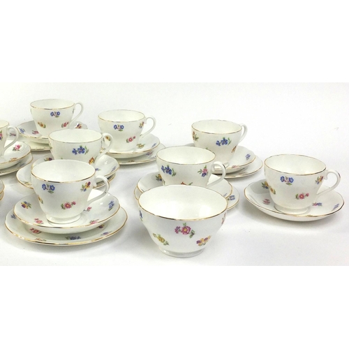 627 - Royal Adderley thirty piece tea service with floral decoration