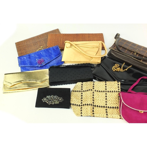 688 - Selection of assorted ladies hand bags and clutch bags