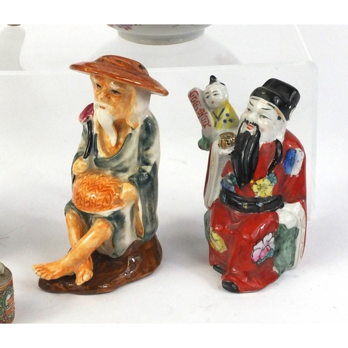 676 - Selection of Oriental items to include Japanese Satsuma vase, koro and cover and an egg shell vase