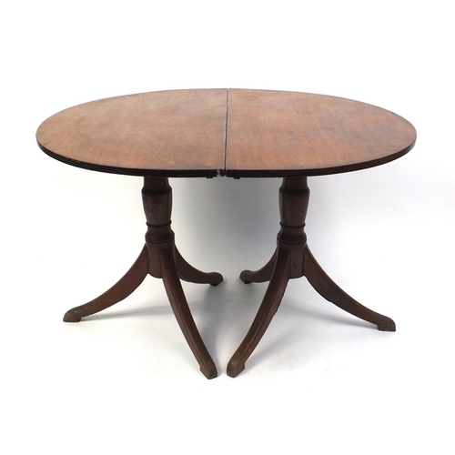 137 - Victorian walnut D end dining table with extra leaf, 72cm high x 168cm wide (extended) x 108cm deep