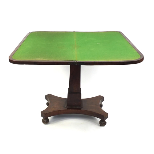 1 - Victorian rosewood folding card table, 70cm high x 92cm wide x 45cm deep (folded)