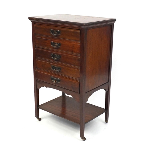 5 - Mahogany five drawer sheet music cabinet fitted with an under tier, 84cm high x 52cm wide x 37cm dee... 