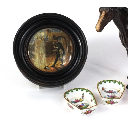 648 - Collectable china comprising brown Royal Doulton horse, pair of Vienna Copeland Spode dishes, Royal ... 