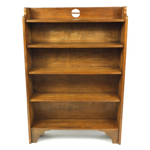 103 - Oak five shelf open bookcase, 132cm high x 92cm wide x 23cm deep