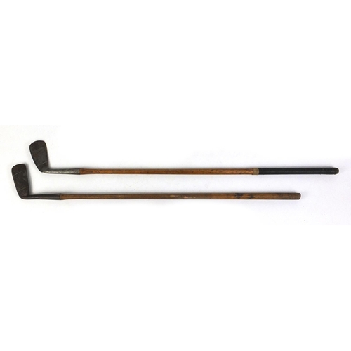 309 - Two antique wooden shafted golf clubs comprising MacDonald putter and Morrisson Williams 2 iron