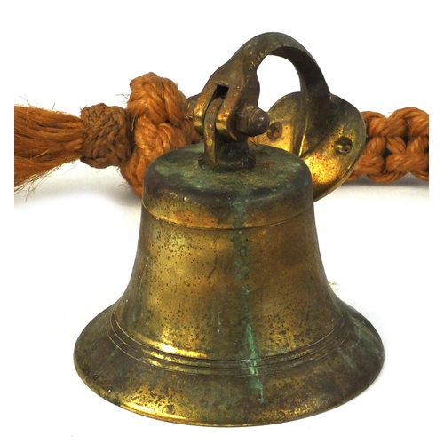 680 - Brass ships bell with rope cord