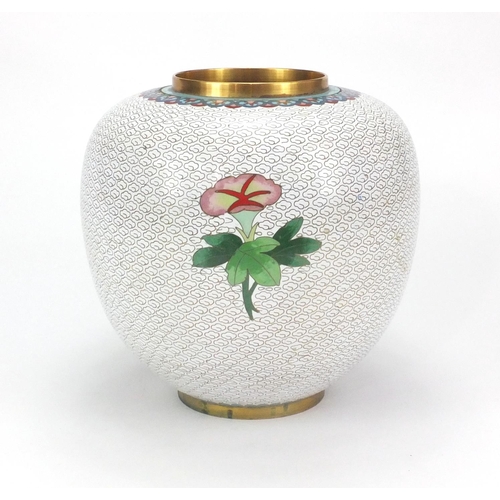 2095 - Chinese cloisonné vase enamelled with flowers and butterflies, 22cm high