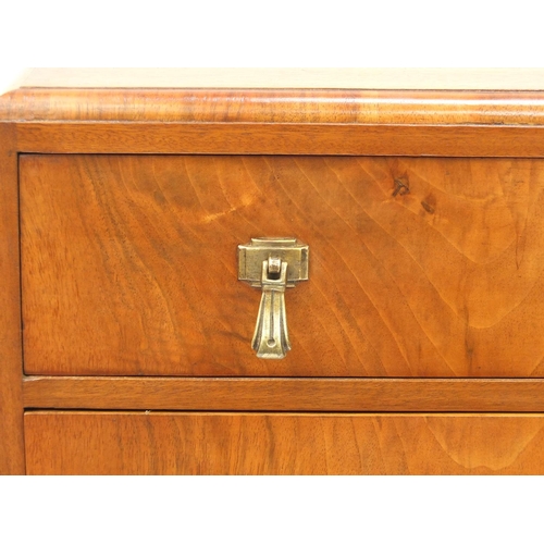 2039 - Art Deco figured walnut four drawer chest by Waring & Gillow, raised on cabriole feet, 90cm high x 7... 