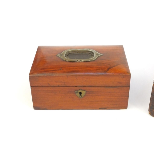 2136 - Inlaid Victorian walnut box together with a mahogany box with inset carrying handle, the largest 13c... 