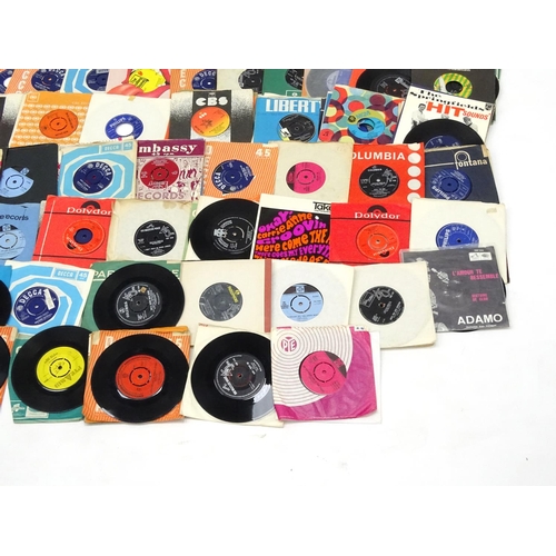 2161 - 45 RPM vinyl records including Bob Dylan and Donovan examples