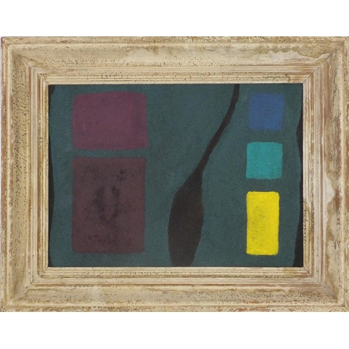 2145 - Oil onto board abstract composition, inscribed verso, framed, 37cm x 26cm  excluding the frame