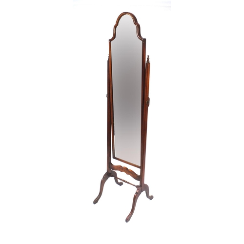 2016 - Reprodux mahogany cheval mirror, 163cm high