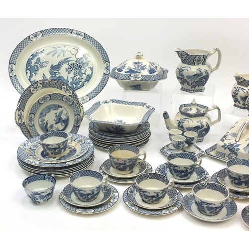 619 - Collection of Wood & Sons Yuan patterned dinner and tea wares including tureens, jugs, teapot, dinne... 