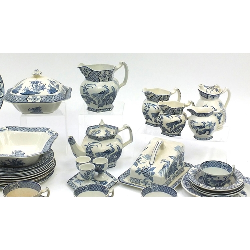 619 - Collection of Wood & Sons Yuan patterned dinner and tea wares including tureens, jugs, teapot, dinne... 