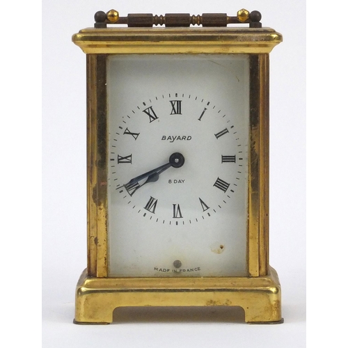 439 - French Bayard brass cased carriage clock with swing handle, 11.5cm high excluding the handle