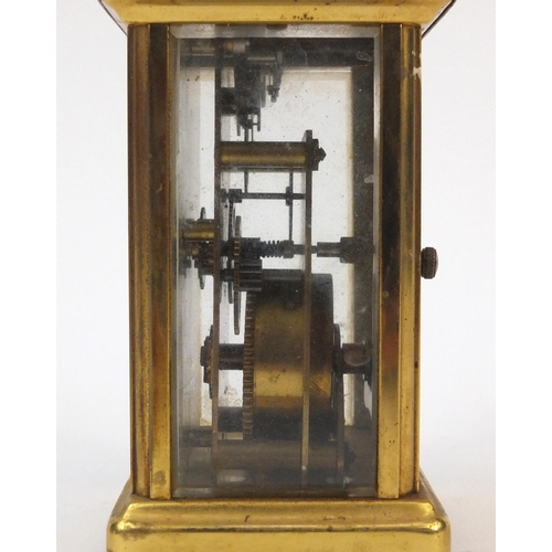 439 - French Bayard brass cased carriage clock with swing handle, 11.5cm high excluding the handle