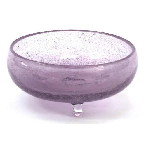 543 - Purple Art glass footed bowl with indistinct signature to the base, 19cm in diameter