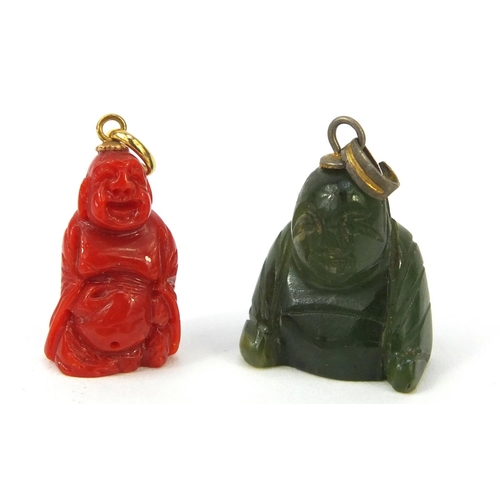 433 - Bag of objects including a gilt metal propelling pencil, carved jadeite Buddha pendant etc