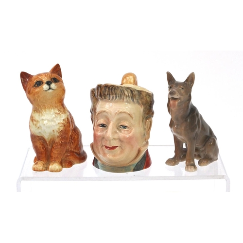 552 - Collectable china comprising Bing & Grondahl seated dog, Beswick seated cat, Shelley pin tray, pair ... 