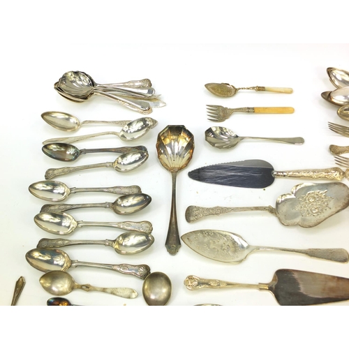 291 - Collection of silver plated flatware, some stamped 830S