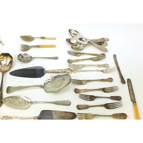 291 - Collection of silver plated flatware, some stamped 830S