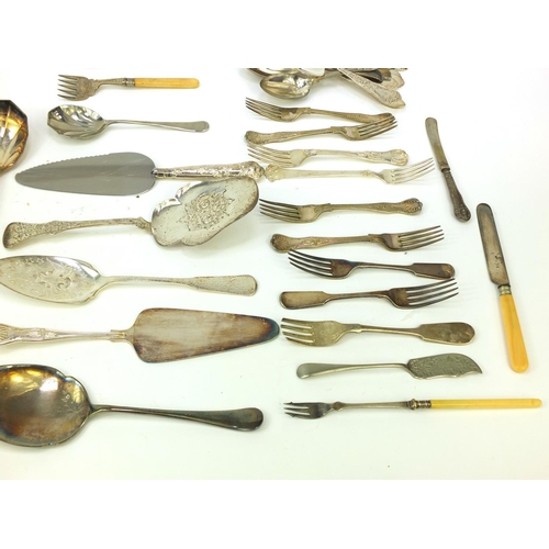 291 - Collection of silver plated flatware, some stamped 830S