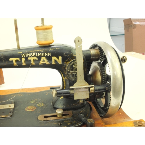 626 - Winselmann Titan cast iron sewing machine, number 978046